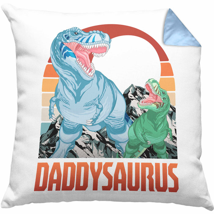 Daddysaurus Kissen mit Füllung 40x40 Geschenk für Vater zum Geburtstag Weihnachten Vatertag Bester Papa Geschenkidee (Grau) Blau Trendation