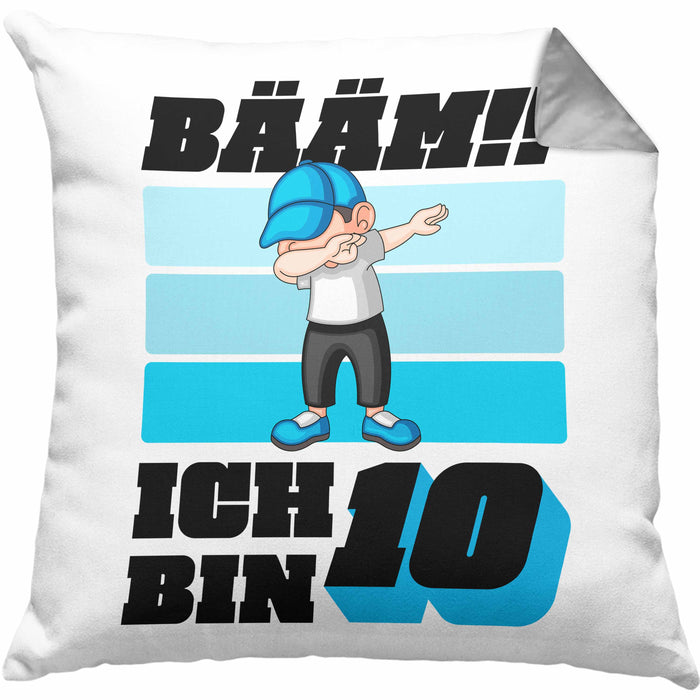 10 Geburtstag Junge Jungen Geschenke Kissen mit Füllung 40x40 10er Geburtstag 10 Jahre Alt Geschenkidee (Grau) Grau Trendation