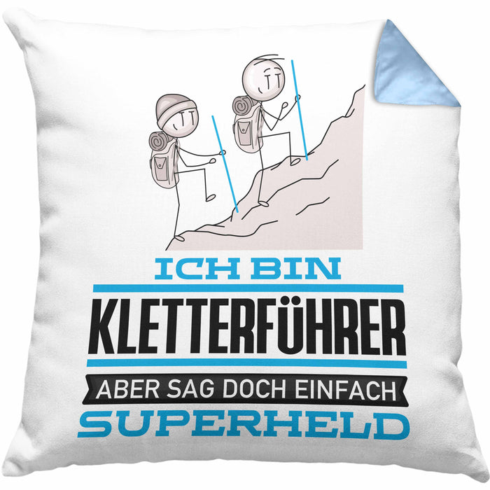 Kletterführer Geschenk Kissen mit Füllung 40x40 Ich Bin Kletterführer Aber Sag Doch Einfach Superheld Lustige Geschenkdiee für Kletterführer (Grau) Blau Trendation