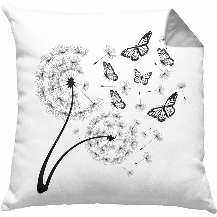 Schmetterling Kissen mit Füllung 40x40 Grafik Geschenkidee Pusteblume (Grau) Grau Trendation