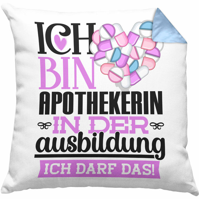 Apothekerin Ausbildung Start Geschenk Kissen mit Füllung 40x40 Ich Bin Apothekerin In Der Ausbildung Ich Darf Das Geschenkidee (Grau) Blau Trendation