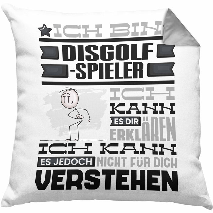 Discgolf-Spieler Geschenk Kaffee-Kissen mit Füllung 40x40 Geschenkidee für Discgolf-Spieler Ich Bin Discgolf-Spieler Ich Kann Es Dir Erklären Jedoch Nicht Für Dich Verstehen Spruch Lustig (Grau) Grau Trendation