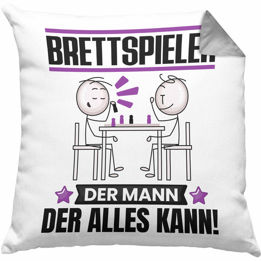 Brettspieler Kissen mit Füllung 40x40 Geschenk für Brettspieler Der Mann Der Alles Kann Geschenkidee zum Geburtstag (Grau) Grau Trendation