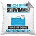 Schwimmer Kissen mit Füllung 40x40 Geschenk für Schwimmer Geburtstag Lustiger Spruch Was Ist Deine Superkraft (Grau) Grau Trendation