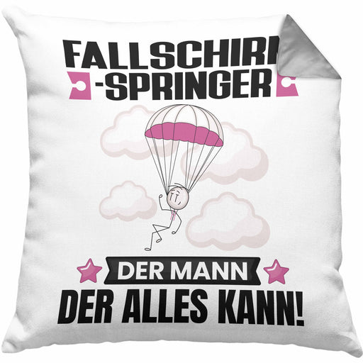 Fallschirmspringer Kissen mit Füllung 40x40 Geschenk für Fallschirmspringer Der Mann Der Alles Kann Geschenkidee zum Geburtstag (Grau) Grau Trendation