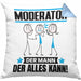 Moderator Kissen mit Füllung 40x40 Geschenk für Moderator Der Mann Der Alles Kann Geschenkidee zum Geburtstag (Grau) Blau Trendation