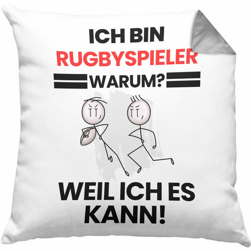 Rugbyspieler Geschenk Kissen mit Füllung 40x40 Lustiger Spruch Ich Bin Rugbyspieler Warum Weil Ich Es Kann Geschenkidee Bester Rugbyspieler Geburtstag (Grau) Grau Trendation
