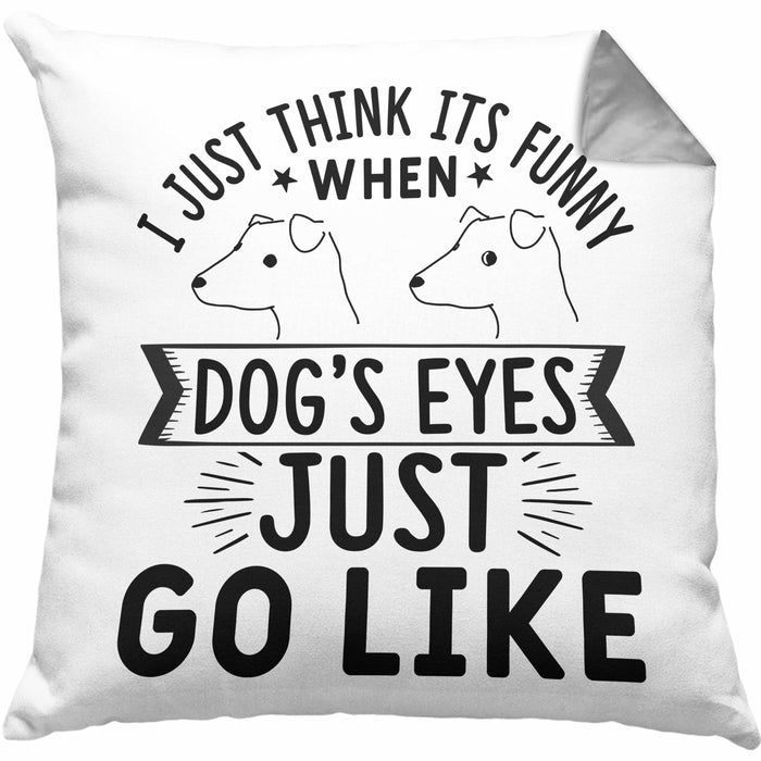 Lustige Hunde Meme Kissen mit Füllung 40x40 Geschenk Spruch Hundeliebhaber Hundebesitzer Geschenkidee When Dogs Eyes Goes Like (Grau) Grau Trendation