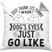Lustige Hunde Meme Kissen mit Füllung 40x40 Geschenk Spruch Hundeliebhaber Hundebesitzer Geschenkidee When Dogs Eyes Goes Like (Grau) Grau Trendation