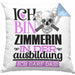 Zimmerin Ausbildung Start Geschenk Kissen mit Füllung 40x40 Ich Bin Zimmerin In Der Ausbildung Ich Darf Das Geschenkidee (Grau) Blau Trendation