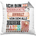 Anwalt Kissen mit Füllung 40x40 Geschenk Spruch Lustig Geschenkidee für Anwalt Geburtstag Ich Bin Der Verrückte Anwalt (Grau) Grau Trendation