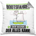 Bootsfahrer Kissen mit Füllung 40x40 Geschenk für Bootsfahrer Der Mann Der Alles Kann Geschenkidee zum Geburtstag (Grau) Grau Trendation