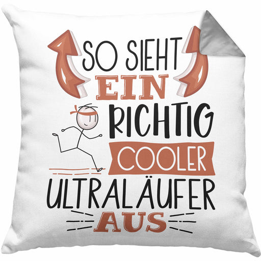 So Sieht Ein Richtig Cooler Ultraläufer Aus Kissen mit Füllung 40x40 Geschenk für Ultra Marathon Läufer Geburtstag Geschenkdiee (Grau) Grau Trendation
