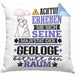 Geologe Geschenk Kissen mit Füllung 40x40 Lustiger Spruch Erheben Sie Sich Der Geologe Betritt den Raum (Grau) Blau Trendation