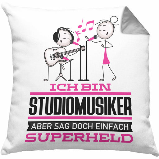 Studiomusiker Geschenk Kissen mit Füllung 40x40 Ich Bin Studiomusiker Aber Sag Doch Einfach Superheld Lustige Geschenkdiee für Studiomusiker (Grau) Grau Trendation