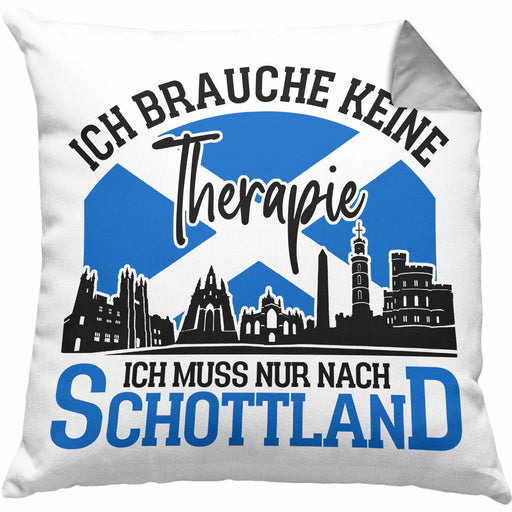 Kissen mit Füllung 40x40 Schottland Urlaub Geschenk für Schottland Fans Ich Brauche Keine Therapie (Grau) Grau Trendation