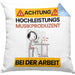 Musikproduzent Kissen mit Füllung 40x40 Geschenk Lustiger Spruch Geschenkidee für Musikproduzent Achtung Hochleistungs Musikproduzent Bei Der Arbeit (Grau) Blau Trendation
