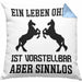 Pferde Kissen mit Füllung 40x40 Lustig Reiterin Geschenk Pferde Geschenke Mädchen Pferdeliebhaber Lustig (Grau) Blau Trendation