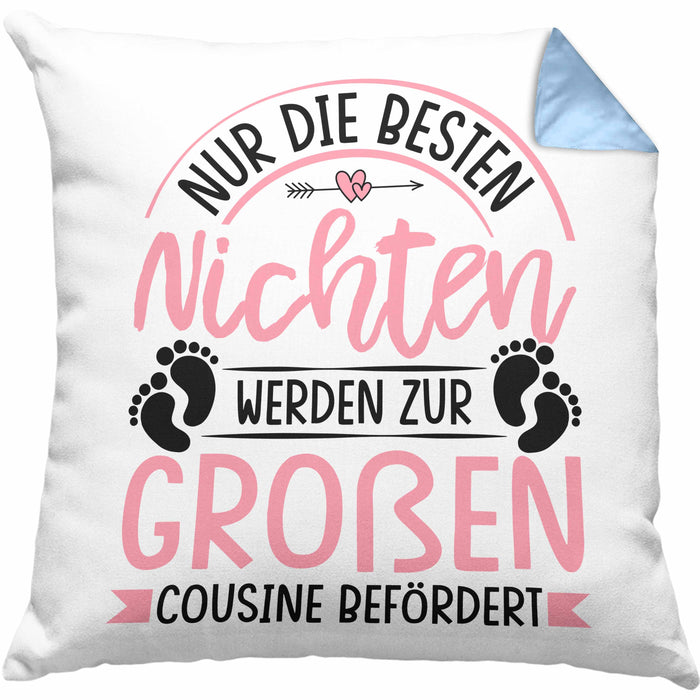 Du Wirst Große Cousine Kissen mit Füllung 40x40 Geschenk Nur Die Besten Nichten Werden Zur Großen Cousine Befördert (Grau) Blau Trendation