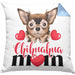 Chihuhahua Mom Mama Besitzer Kissen mit Füllung 40x40 Geschenkidee Frauchen Herrchen (Grau) Blau Trendation