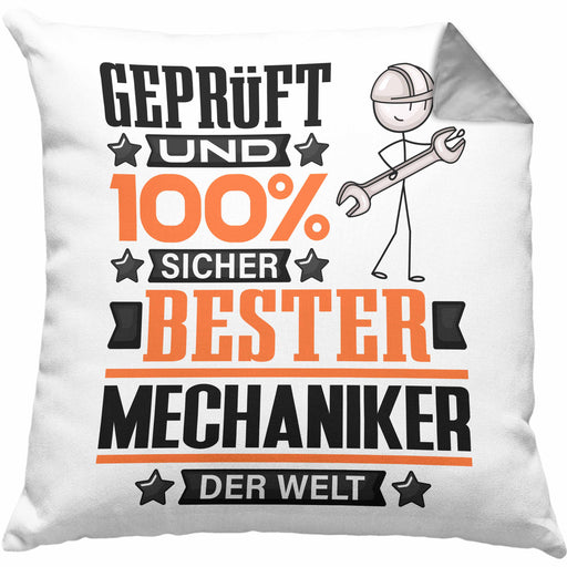 Mechaniker Geschenk Lustiger Spruch für Mechaniker Geschenkidee Bester Mechaniker Der WeltKissen mit Füllung 40x40 (Grau) Grau Trendation
