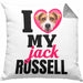 Jack Russell Besitzerin Kissen mit Füllung 40x40 Geschenk Lustiger Spruch Geschenkidee I Love My Jack Russell (Grau) Grau Trendation