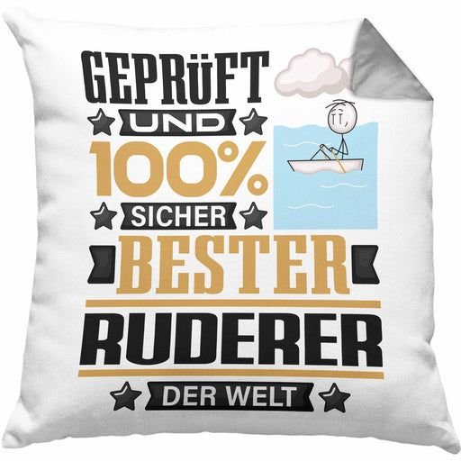 Ruderer Geschenk Lustiger Spruch für Ruderer Geschenkidee Bester Ruderer Der WeltKissen mit Füllung 40x40 (Grau) Grau Trendation