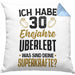 30. Hochzeitstag Kissen mit Füllung 40x40 Geschenk Perlen-Hochzeit Geschenkidee Ehemann Ehefrau Ich Habe 30 Ehejahre Überlebt (Grau) Blau Trendation