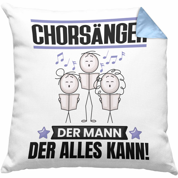 Chorsänger Kissen mit Füllung 40x40 Geschenk für Chorsänger Der Mann Der Alles Kann Geschenkidee zum Geburtstag (Grau) Blau Trendation