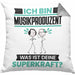 Musikproduzent Kissen mit Füllung 40x40 Geschenk für Musikproduzent Geburtstag Lustiger Spruch Was Ist Deine Superkraft (Grau) Grau Trendation