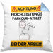 Parkour-Athlet Kissen mit Füllung 40x40 Geschenk Lustiger Spruch Geschenkidee für Parkour-Athlet Achtung Hochleistungs Parkour-Athlet Bei Der Arbeit (Grau) Blau Trendation
