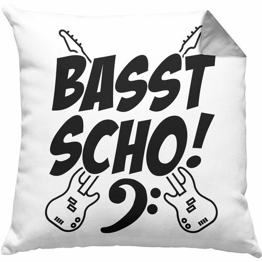 Bassist Kissen mit Füllung 40x40 Geschenk Bass-Spieler Geschenkidee Basst Scho ! (Grau) Grau Trendation