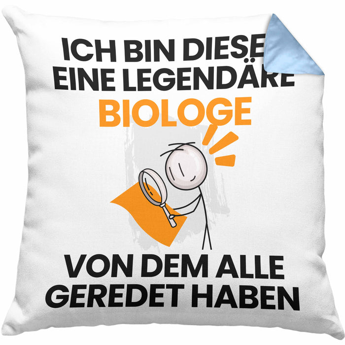 Biologe Geschenk Kissen mit Füllung 40x40 Lustige Geschenkidee Geburtstag für Biologe Ich Bin Dieser Legendäre Biologe Von Dem Alle Geredet Haben (Grau) Blau Trendation