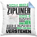 Zipliner Geschenk Kaffee-Kissen mit Füllung 40x40 Geschenkidee für Zipliner Ich Bin Zipliner Ich Kann Es Dir Erklären Jedoch Nicht Für Dich Verstehen Spruch Lustig (Grau) Blau Trendation
