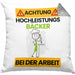 Bäcker Kissen mit Füllung 40x40 Geschenk Lustiger Spruch Geschenkidee für Bäcker Achtung Hochleistungs Bäcker Bei Der Arbeit (Grau) Grau Trendation