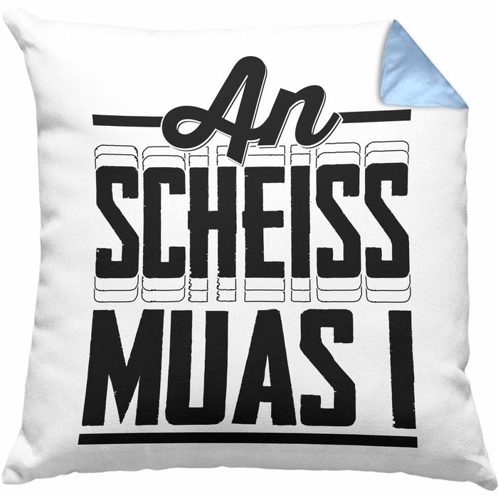 Bayern Kissen mit Füllung 40x40 Geschenk Witz Bayer Boarisch Witz Spruch Kaffee-Kissen mit Füllung 40x40 Geschenkidee (Grau) Blau Trendation