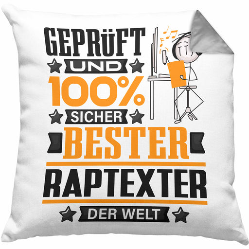 Raptexter Geschenk Lustiger Spruch für Raptexter Geschenkidee Bester Raptexter Der WeltKissen mit Füllung 40x40 (Grau) Grau Trendation