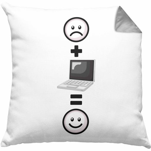 Computer IT Spezialist Kissen mit Füllung 40x40 Geschenk für Programmierer :( + PC = :) Lustige Geschenkidee Geburtstag (Grau) Grau Trendation