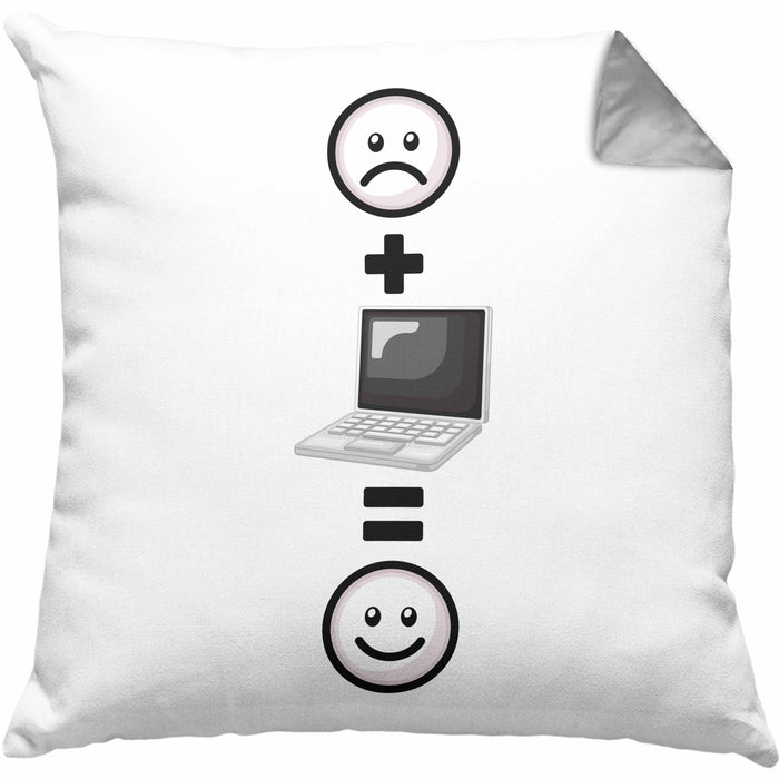 Computer IT Spezialist Kissen mit Füllung 40x40 Geschenk für Programmierer :( + PC = :) Lustige Geschenkidee Geburtstag (Grau) Grau Trendation