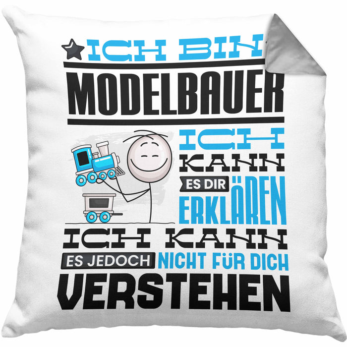 Modelbauer Geschenk Kaffee-Kissen mit Füllung 40x40 Geschenkidee für Modelbauer Ich Bin Modelbauer Ich Kann Es Dir Erklären Jedoch Nicht Für Dich Verstehen Spruch Lustig (Grau) Grau Trendation