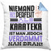 Karateka Geschenk Kissen mit Füllung 40x40 Lustige Geschenkidee für Karateka Geburtstag Niemand Ist Perfekt Aber Als Karateka Ist Man Nah Dran (Grau) Blau Trendation