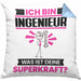 Ingenieur Kissen mit Füllung 40x40 Geschenk für Ingenieur Geburtstag Lustiger Spruch Was Ist Deine Superkraft (Grau) Blau Trendation