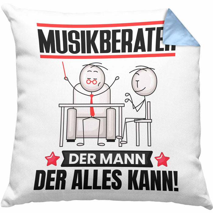 Musikberater Kissen mit Füllung 40x40 Geschenk für Musikberater Der Mann Der Alles Kann Geschenkidee zum Geburtstag (Grau) Blau Trendation