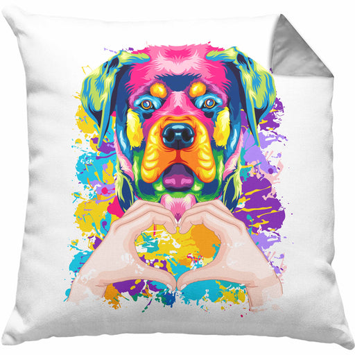 Rottweiler Besitzer Farbe Love Kissen mit Füllung 40x40 Geschenk Lustiger Spruch Geschenkidee Rottweiler Besitzerin (Grau) Grau Trendation