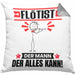 Flötist Kissen mit Füllung 40x40 Geschenk für Flötist Der Mann Der Alles Kann Geschenkidee zum Geburtstag (Grau) Grau Trendation