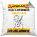 Indie-Musiker Kissen mit Füllung 40x40 Geschenk Lustiger Spruch Geschenkidee für Indie-Musiker Achtung Hochleistungs Indie-Musiker Bei Der Arbeit (Grau) Grau Trendation