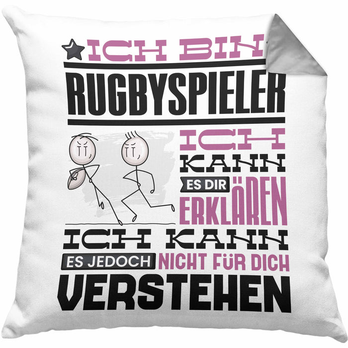 Rugbyspieler Geschenk Kaffee-Kissen mit Füllung 40x40 Geschenkidee für Rugbyspieler Ich Bin Rugbyspieler Ich Kann Es Dir Erklären Jedoch Nicht Für Dich Verstehen Spruch Lustig (Grau) Grau Trendation