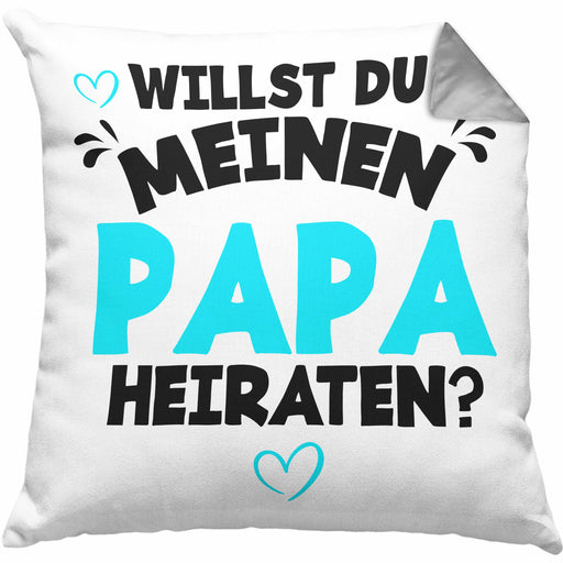 Heiratsantrag Kissen mit Füllung 40x40 Geschenk Lustiger Spruch Willst Du Meinen Papa Heiraten Geschenkidee Geburtstag (Grau) Grau Trendation