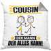 Cousin Kissen mit Füllung 40x40 Geschenk für Cousin Der Mann Der Alles Kann Geschenkidee zum Geburtstag (Grau) Grau Trendation