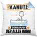 Kanute Kissen mit Füllung 40x40 Geschenk für Kanute Der Mann Der Alles Kann Geschenkidee zum Geburtstag (Grau) Blau Trendation